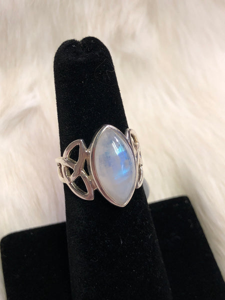 Sterling Silver Triquetra Moonstone Ring