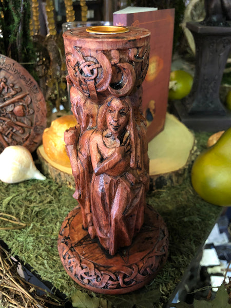 Triple Goddess Candle Holder - Maiden, Mother, Crone
