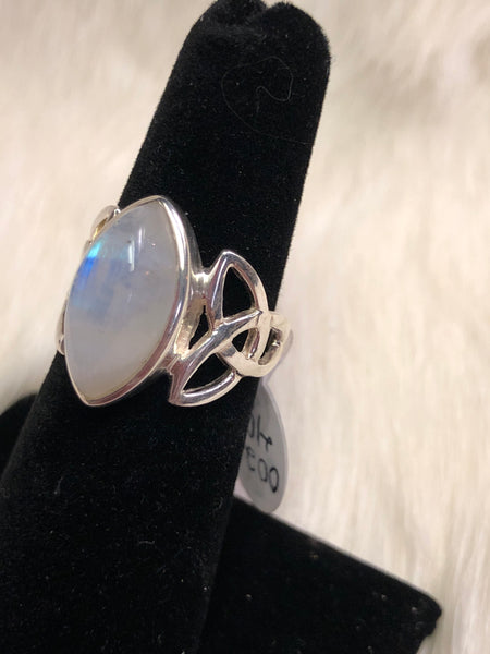 Sterling Silver Triquetra Moonstone Ring