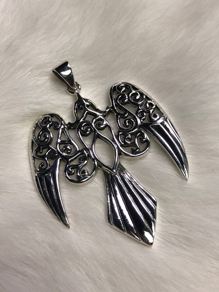 Sterling Silver Large Morrigan Raven Pendant