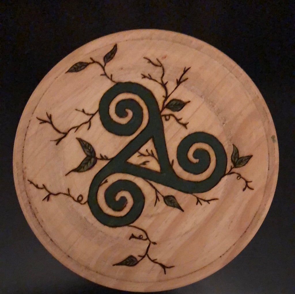 Wooden Offering Plate - Triskele