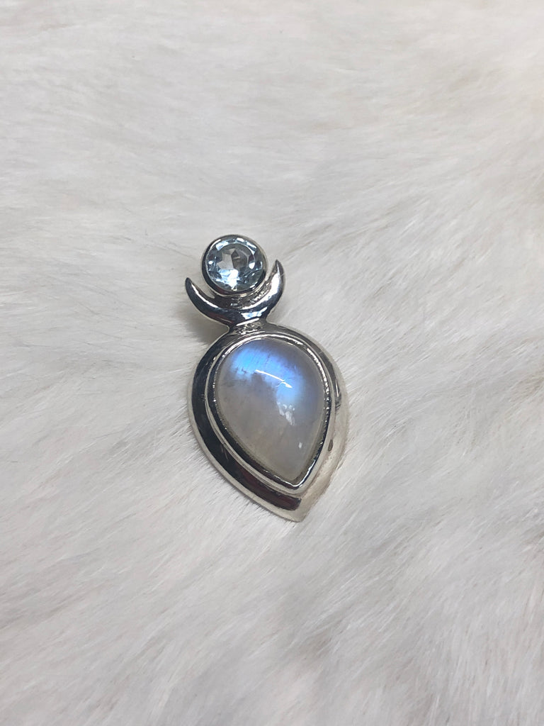 Goddess Pendant with Moonstone and Blue Topaz