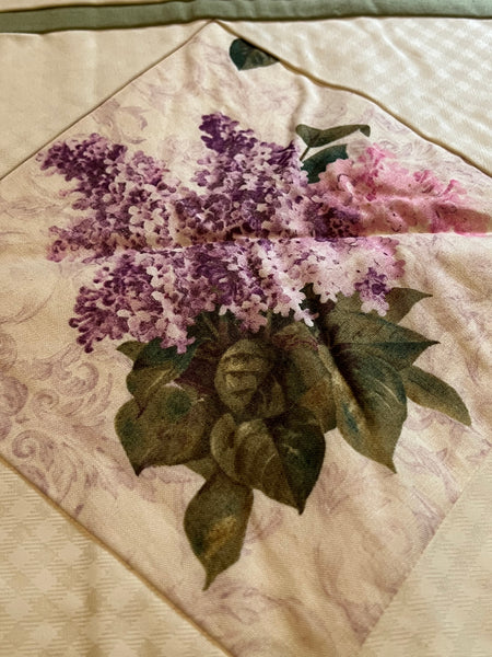 Custom Altar Cloth/Table Runner - Lilacs w/ Muslin