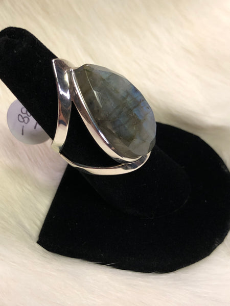 Sterling Silver Faceted Tear Drop Labradorite Ring