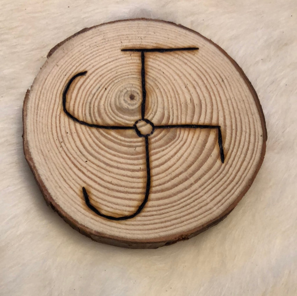 Woodburned Norse Altar Disc - Thor's Hammer (Porr's Hammer)