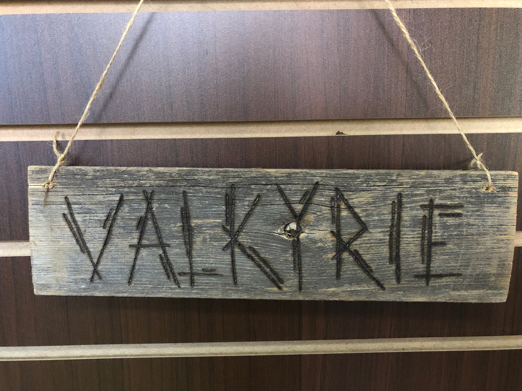 Custom Woodburned Sign - Valkyrie