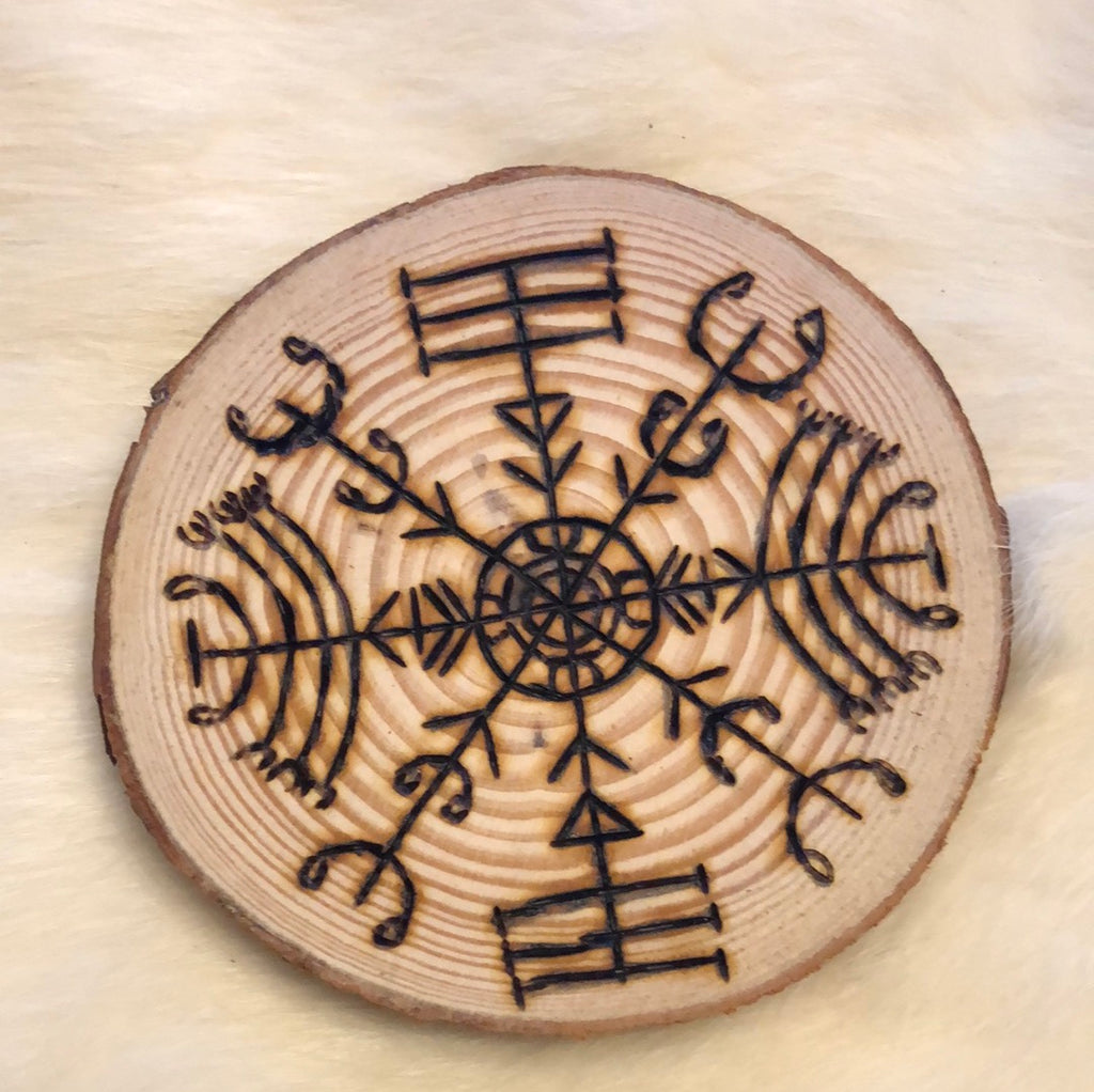 Woodburned Norse Altar Disc - Veldismagn