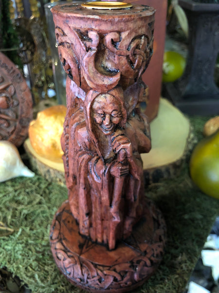 Triple Goddess Candle Holder - Maiden, Mother, Crone