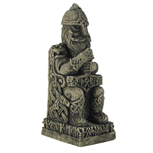 Thor Seated with Hammer Statue - Stone Finish