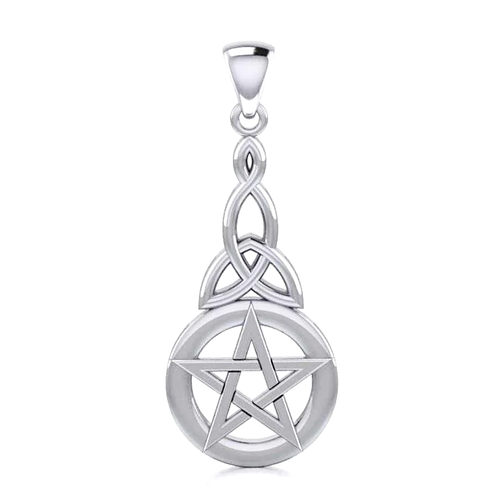 Sterling Silver Celtic Knot Triquetra Pentacle Pendant