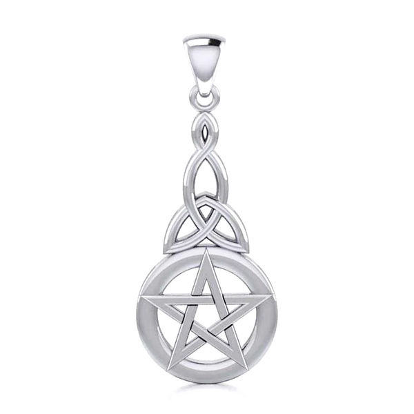 Sterling Silver Celtic Knot Triquetra Pentacle Pendant