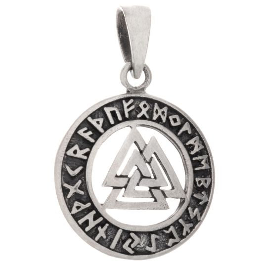 Sterling Silver Valknut Rune Pendant